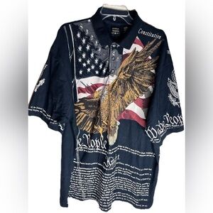 Polo Shirt Red White Blue American Flag Eagle Declaration of Independence XXL